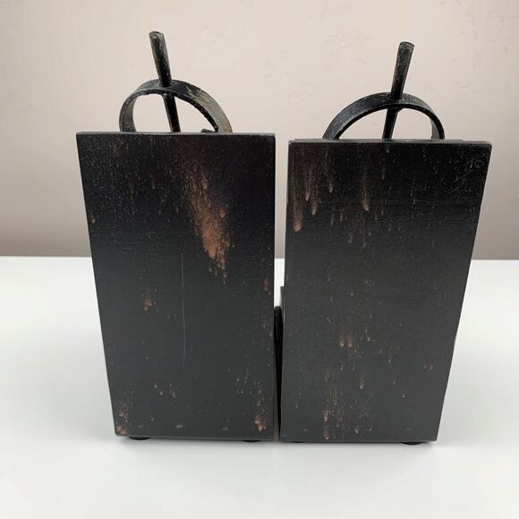 Sterling Architect Compass Bookends Rusted Black Finish Set of Two - Picture 7 of 9
